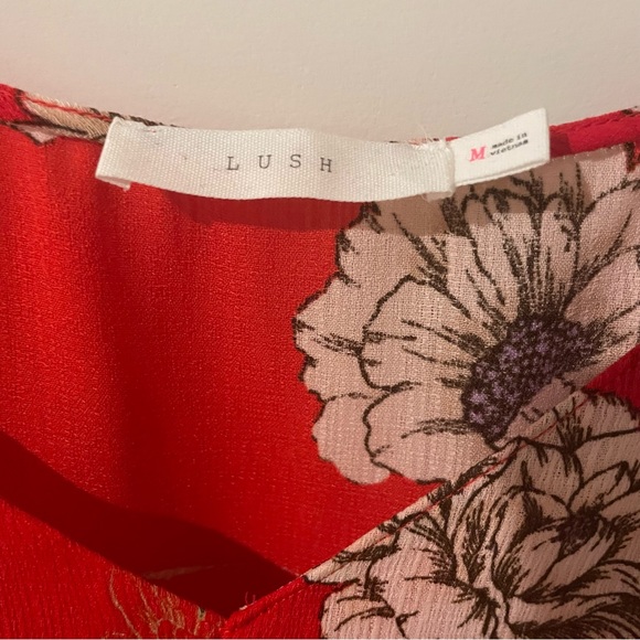 Red Floral Top with Spaghetti Straps - Picture 7 of 9